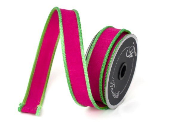 1" X 10 Yds Hot Pink Lime Accent Cord Ribbon - Holiday Warehouse