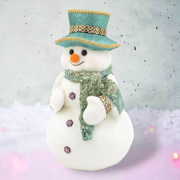 11" Snowman w/Green Hat - Holiday Warehouse