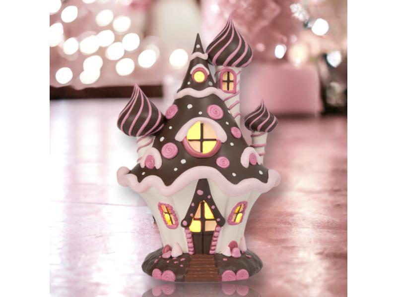 10" LED Brown Candy Castle - Holiday Warehouse
