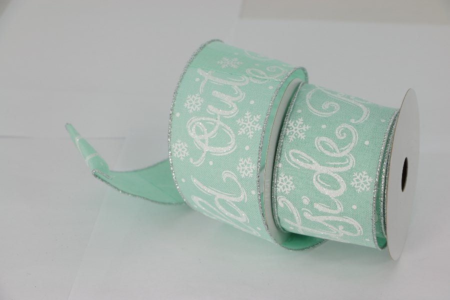 2.5 x 10 yds Green Sheer Ribbon w/ Metallic Dots - Holiday