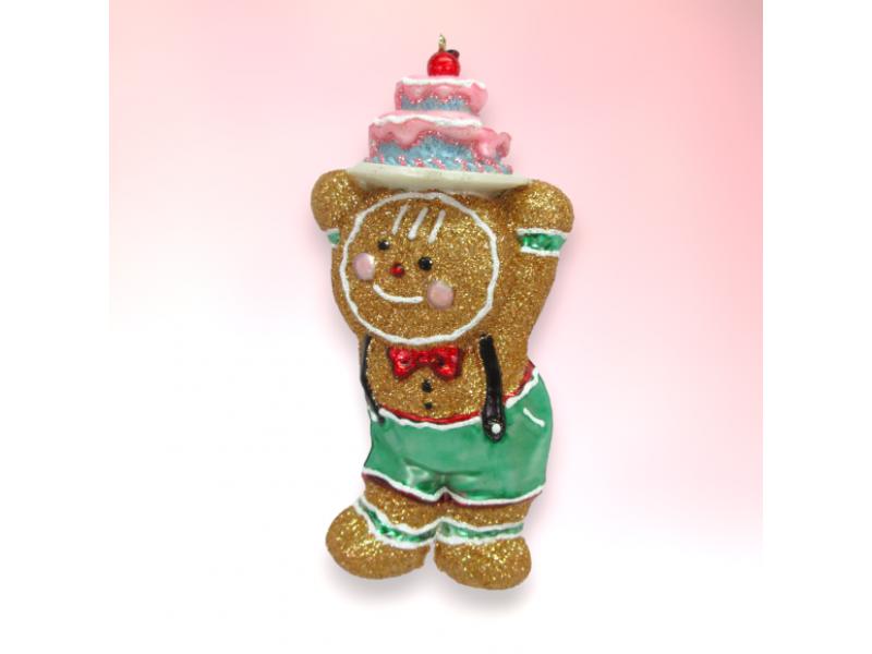 Gingerbread Boy w/Cake Ornaments 4pc - Holiday Warehouse