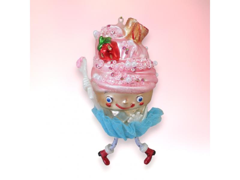 Miss Pink Cupcake w/ Legs Ornament 3pc - Holiday Warehouse