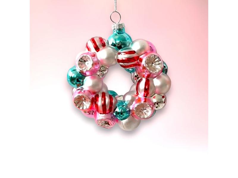 Pastel Candy Ball Wreath Ornaments 3pc - Holiday Warehouse