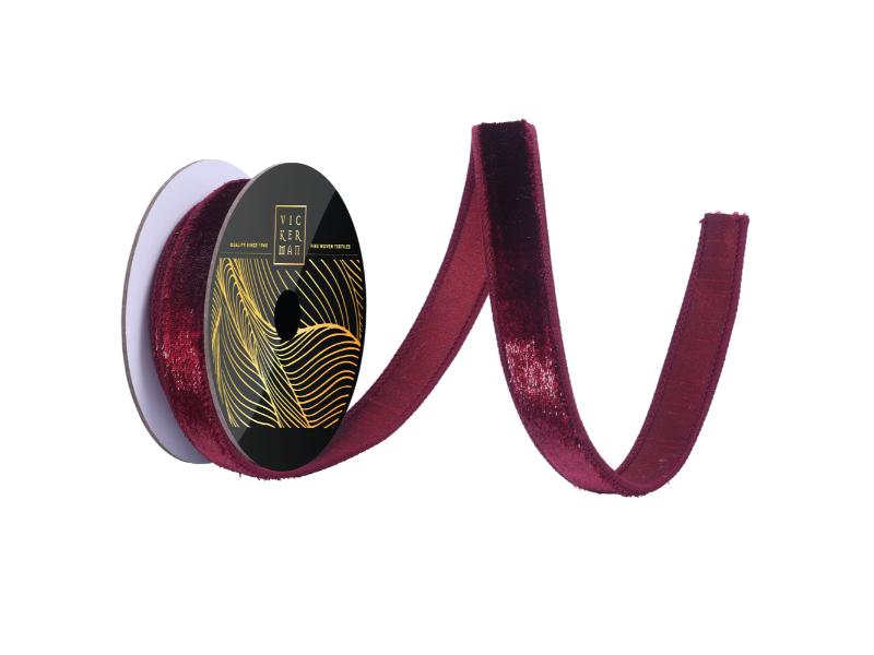 1" x 10yd Burgundy Velvet Luster Ribbon - Holiday Warehouse