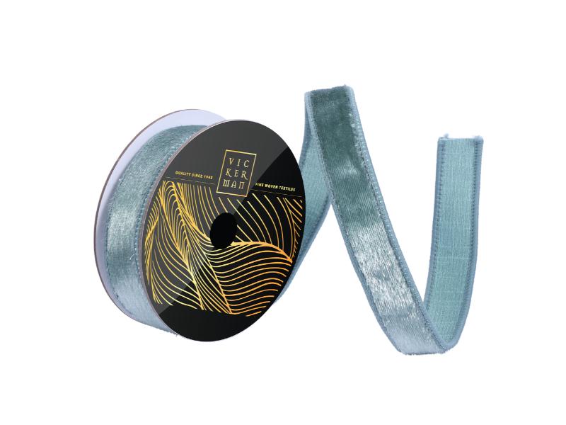 1" x 10yd Frosty Mint Velvet Luster Ribbon - Holiday Warehouse