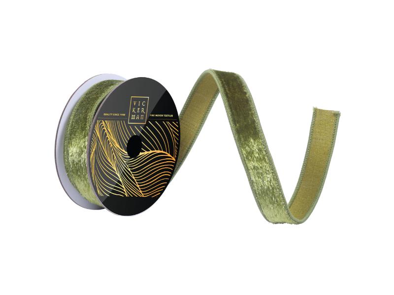 1" x 10yd Juniper Velvet Luster Ribbon - Holiday Warehouse