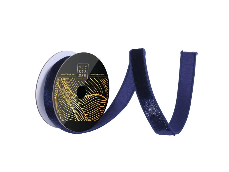 1" x 10yd Midnight Blue Velvet Luster Ribbon - Holiday Warehouse