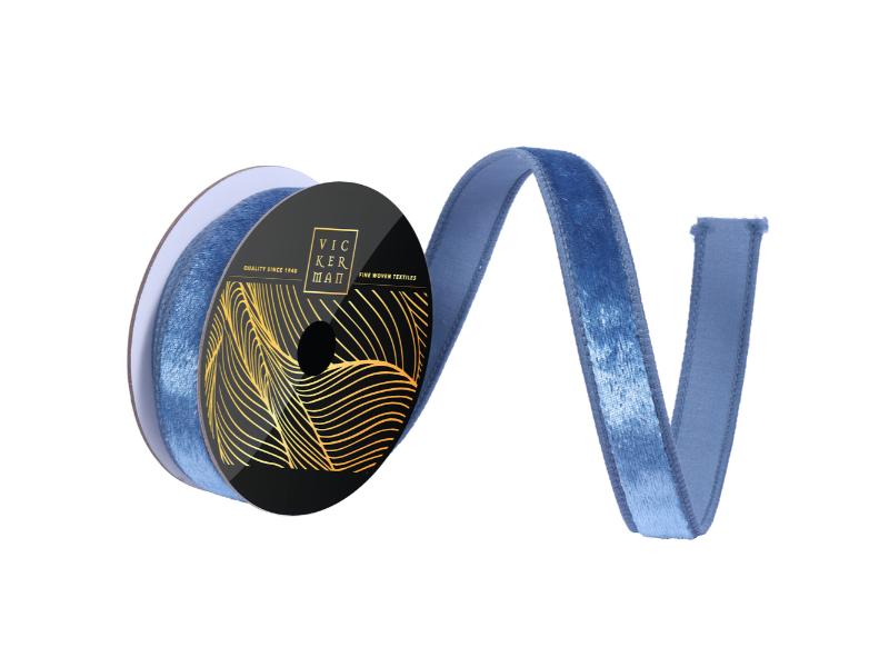 1" x 10yd Periwinkle Velvet Luster Ribbon - Holiday Warehouse