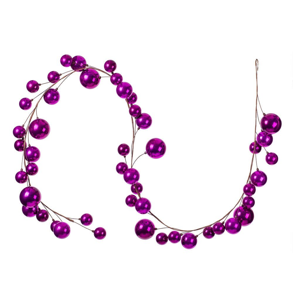 10' Fuchsia Pearl Branch Ball Garland - Holiday Warehouse