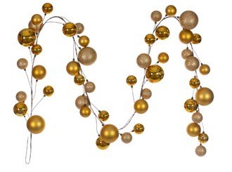 10' Gold Matte Shiny Branch Ball Garland - Holiday Warehouse