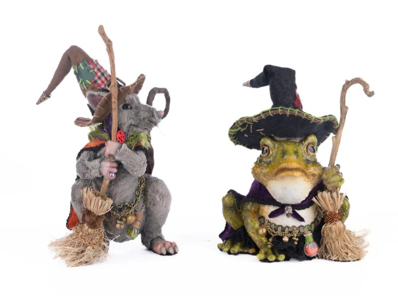 11" Rat And Frog Witches Set of 2 - Holiday Warehouse