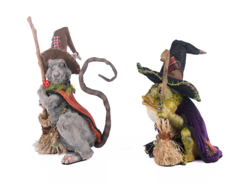 11" Rat And Frog Witches Set of 2 - Holiday Warehouse