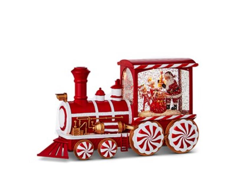 12.5" Peppermint Elves Musical Lighted Water Train - Holiday Warehouse