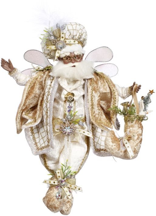 15" Medium African American White Christmas Fairy - Holiday Warehouse