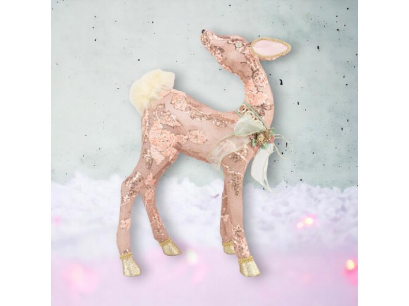 15" Peach Wonderland Deer - Holiday Warehouse