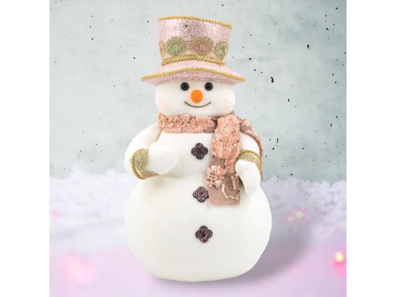 15" Snowman w/Peach Hat - Holiday Warehouse
