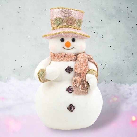 15" Snowman w/Peach Hat - Holiday Warehouse