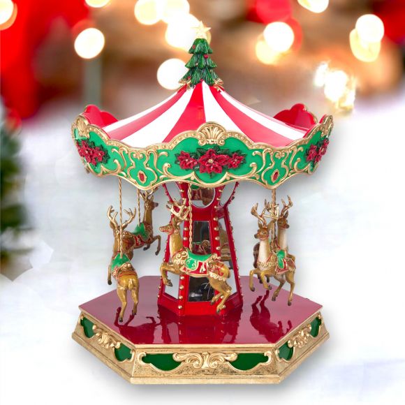 15.75" Reindeer Carousel - Holiday Warehouse