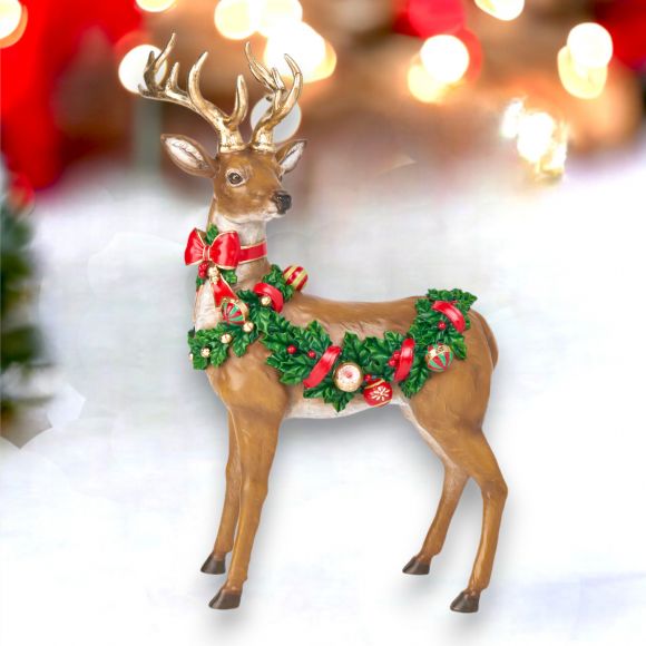 16" Deer w/Bauble Garland - Holiday Warehouse