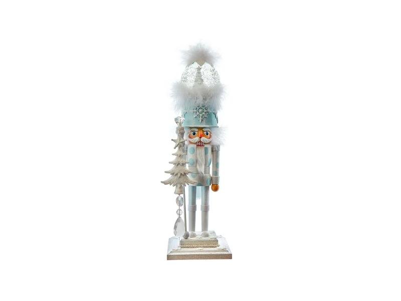 20" Hollywood Nutcrackers™ Battery Operated Lighted Animated Musical White Soldier Water Globe Hat Nutcracker - Holiday Warehouse