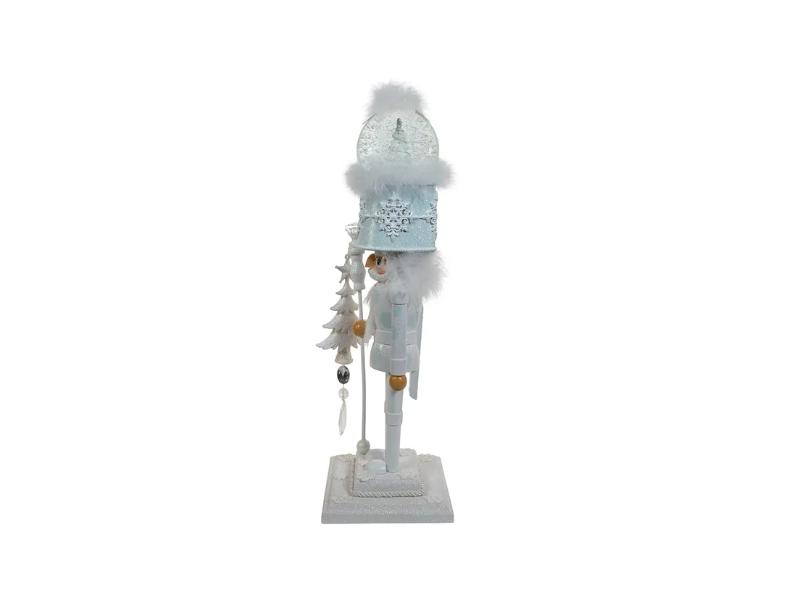 20" Hollywood Nutcrackers™ Battery Operated Lighted Animated Musical White Soldier Water Globe Hat Nutcracker - Holiday Warehouse