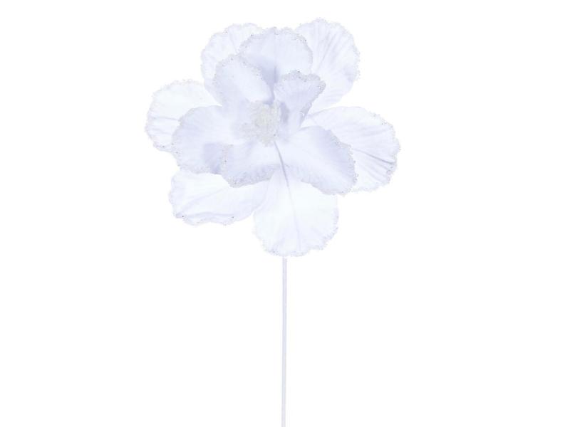 20" White Velvet Bead Trim Magnolia Stem 3/Bag - Holiday Warehouse