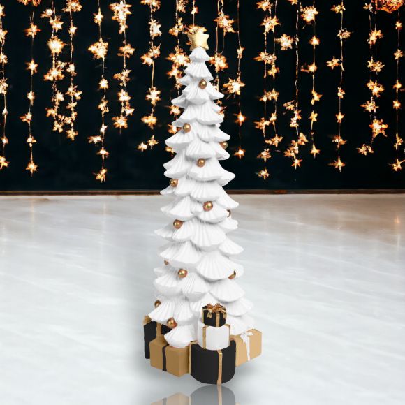 20.5" Deco White Tree w/Presents - Holiday Warehouse