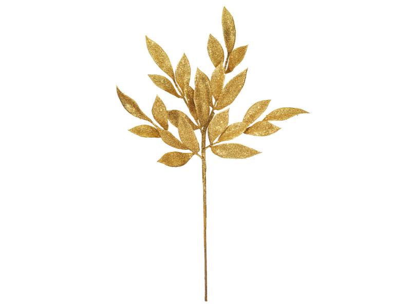 22" Gold Glitter Bay Leaf Spray 12PC - Holiday Warehouse