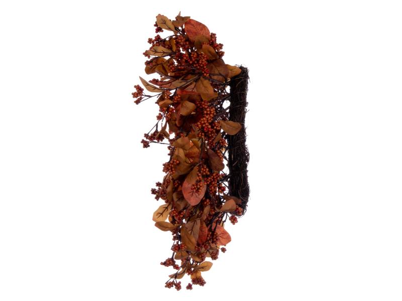 22" Orange Fall Leaves and Berries Wreath - Holiday Warehouse