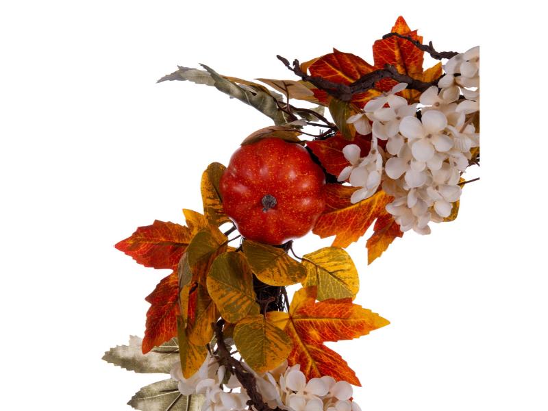 22" Orange Fall Pumpkin Hydrangea Wreath - Holiday Warehouse