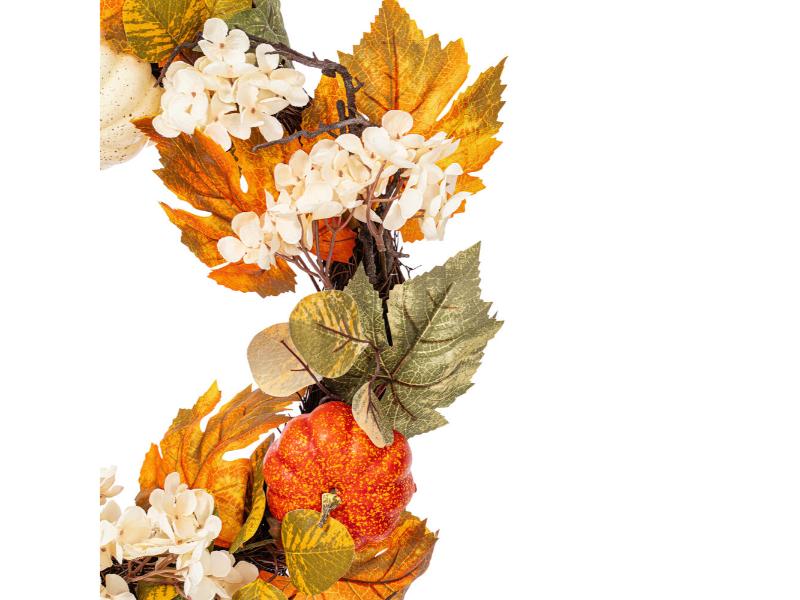 22" Orange Fall Pumpkin Hydrangea Wreath - Holiday Warehouse