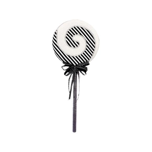 24" Black & White Swirl Lollipop Pick - Holiday Warehouse