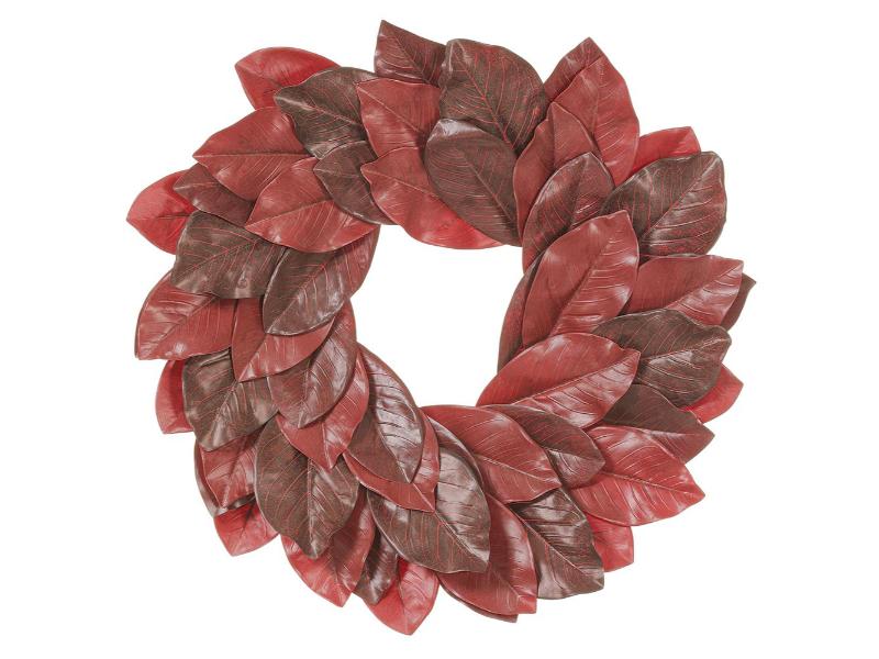 24" Burgundy Magnolia Leaf Wreath - Holiday Warehouse