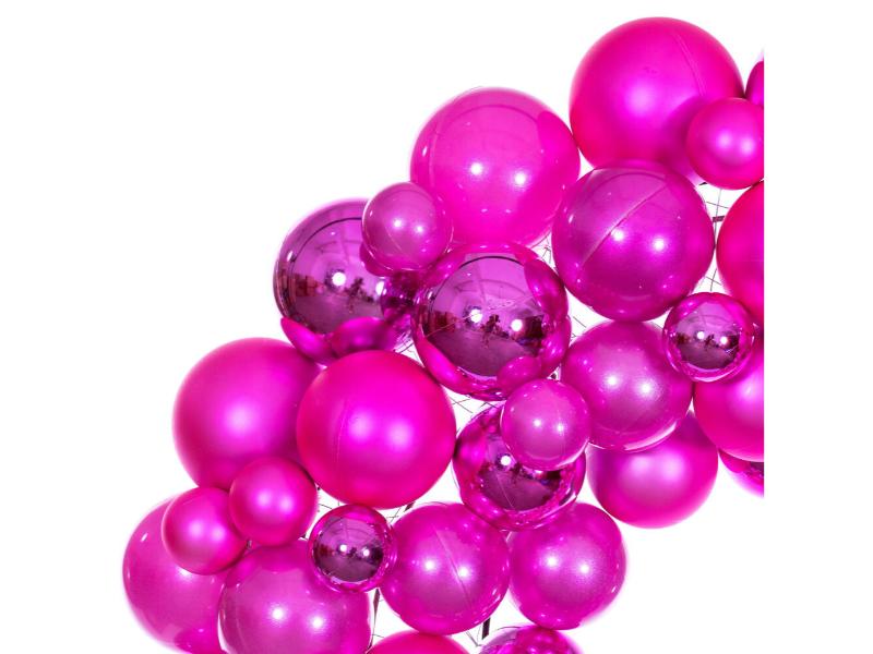 24" Hot Pink Ball Wreath - Holiday Warehouse