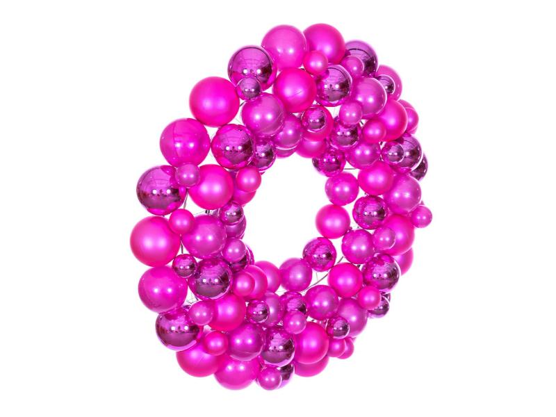 24" Hot Pink Ball Wreath - Holiday Warehouse