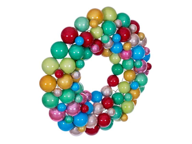 24" Multi Ball Wreath - Holiday Warehouse