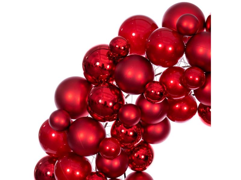 24" Red Ball Wreath - Holiday Warehouse