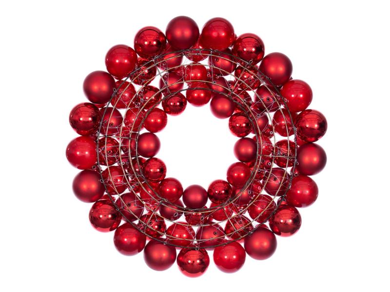 24" Red Ball Wreath - Holiday Warehouse