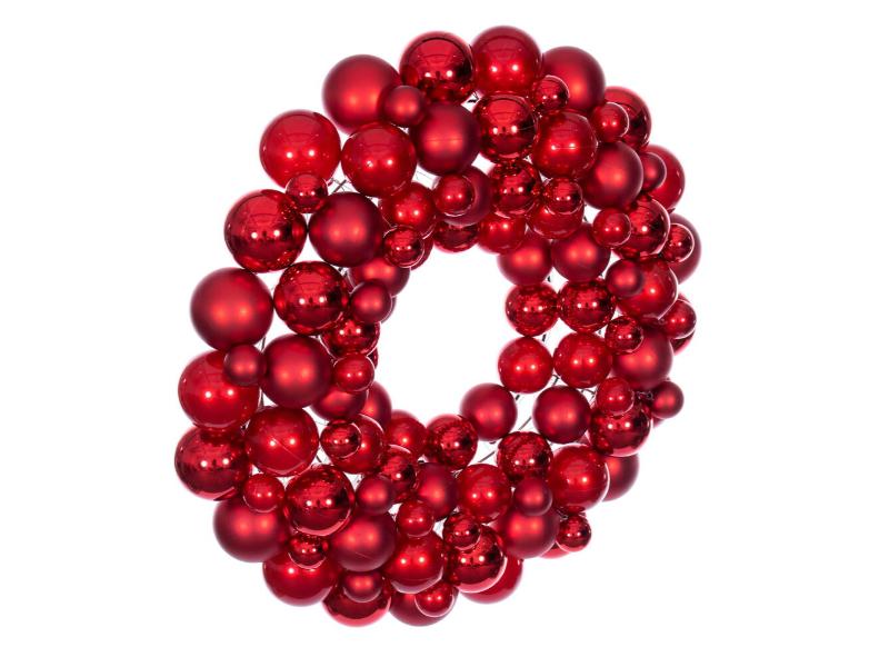 24" Red Ball Wreath - Holiday Warehouse