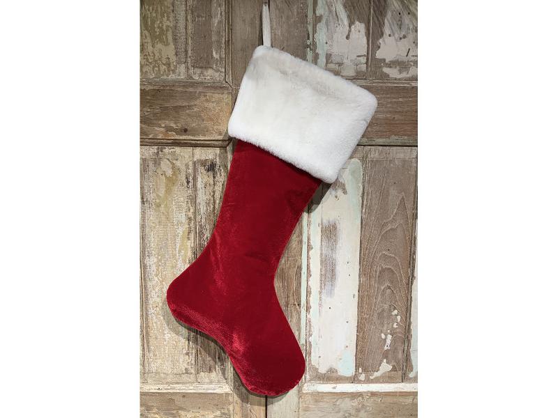 25" Red Velvet Plush Stocking - Holiday Warehouse