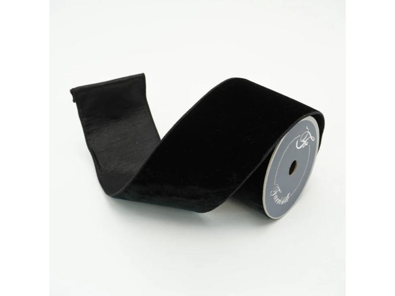 2.5" X 10 Yds Black Velvet Luster Ribbon - Holiday Warehouse