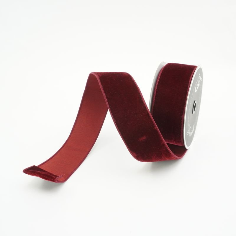 2.5" X 10 Yds Burgundy Velvet Ribbon - Holiday Warehouse