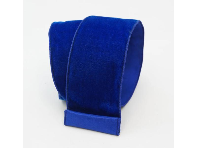 2.5" X 10 Yds Royal Blue Velvet Luster Ribbon - Holiday Warehouse