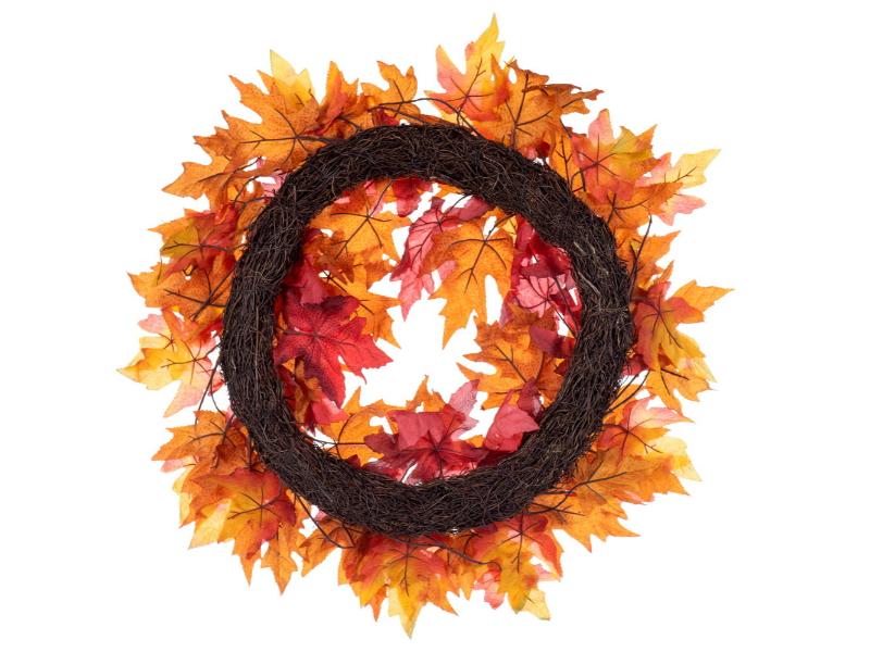 28" Fall Red Maple Leaf Wreath - Holiday Warehouse