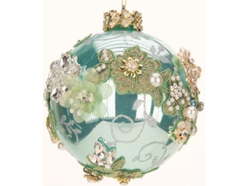 6" Green Shiny King's Jewel Ball Ornament