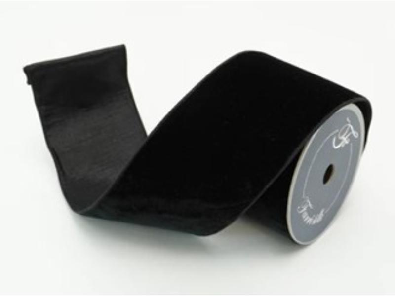 4" X 10 Yds Black Velvet Luster Ribbon - Holiday Warehouse