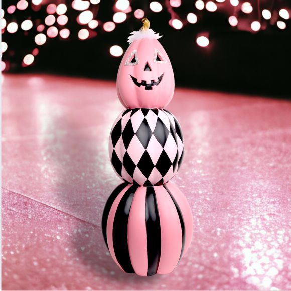 40" Boo Ville Pink Pumpkin Stack - Holiday Warehouse