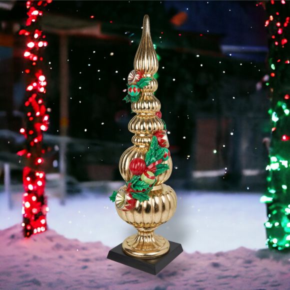 40" Gold Topiary w/Baubles - Holiday Warehouse