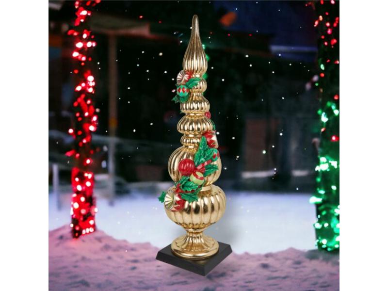 40" Gold Topiary w/Baubles - Holiday Warehouse