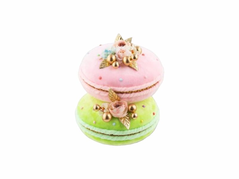 5.5" Pink/Green Double Macaron Ornament 2pc - Holiday Warehouse